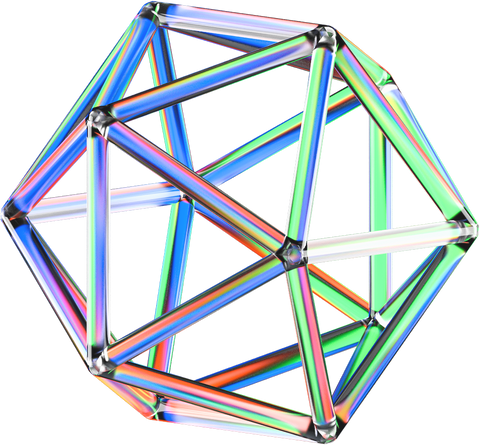 3D Glowing Glass Piped Icosahedron